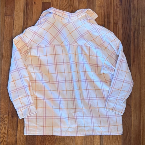 Women's Pink Plaid Button-Down Shirt Jacket - Picture 5 of 5